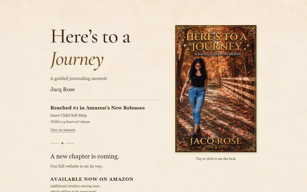 Here’s to a Journey live book launch website for Jacq Rose
