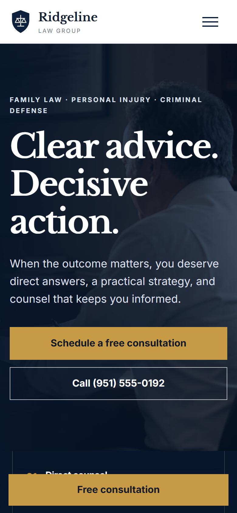 Professional-services demo shown on a phone