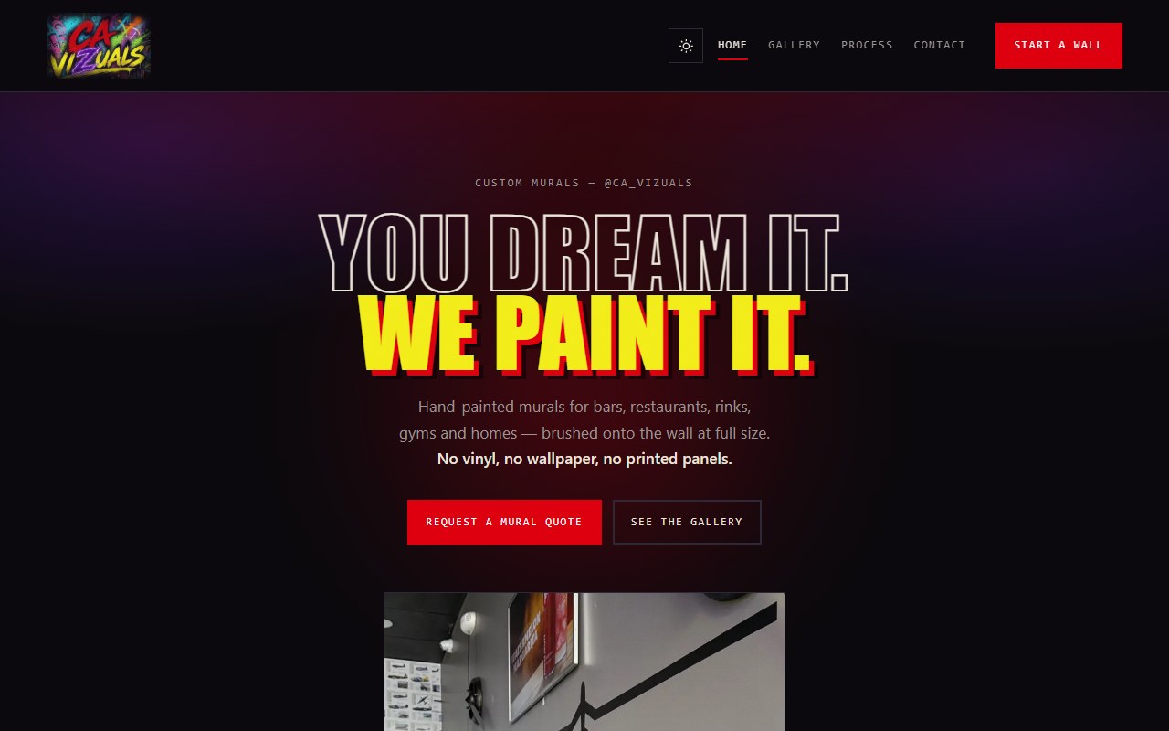 CA Vizuals custom mural website homepage