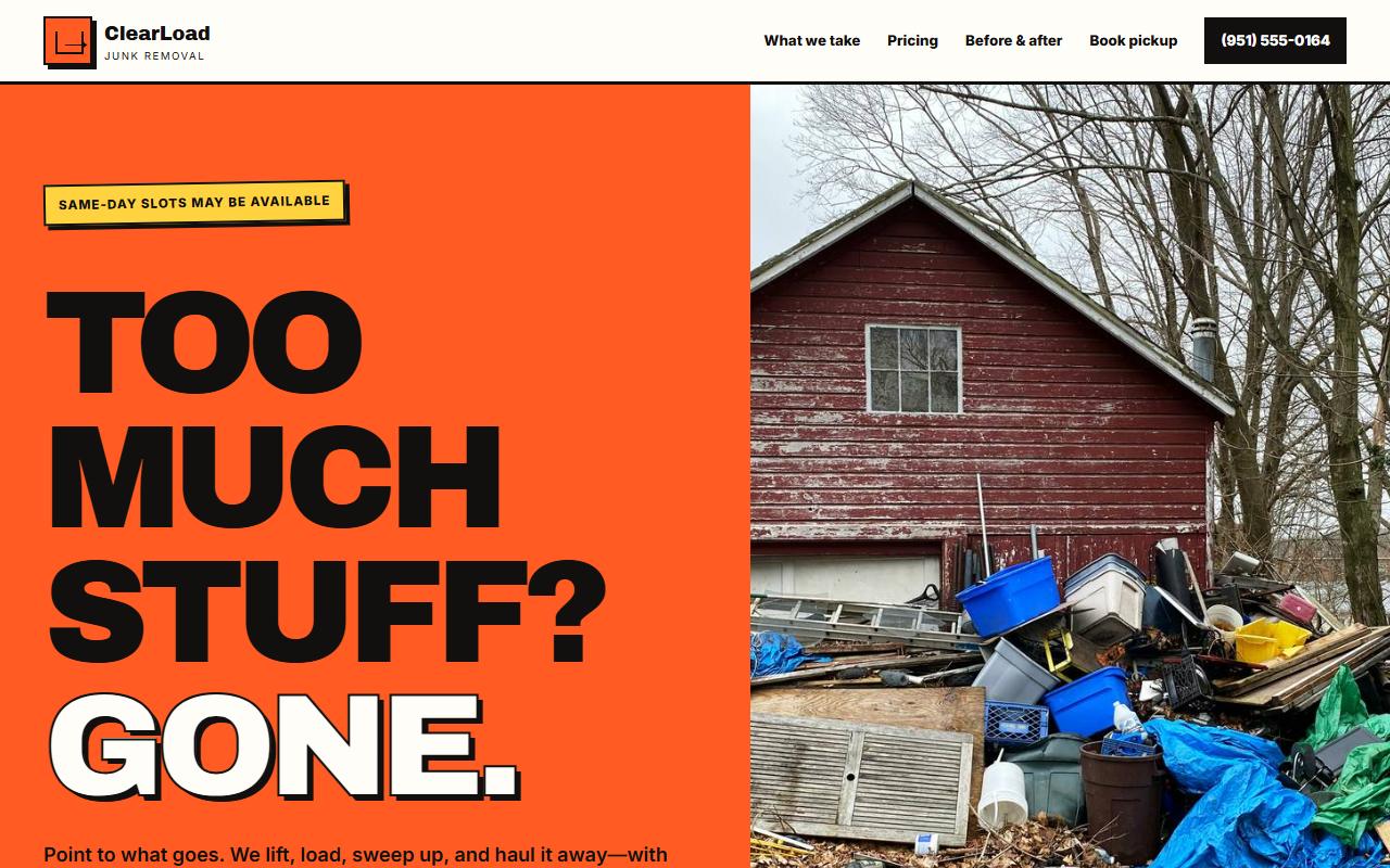 Example local service business website structured for local search