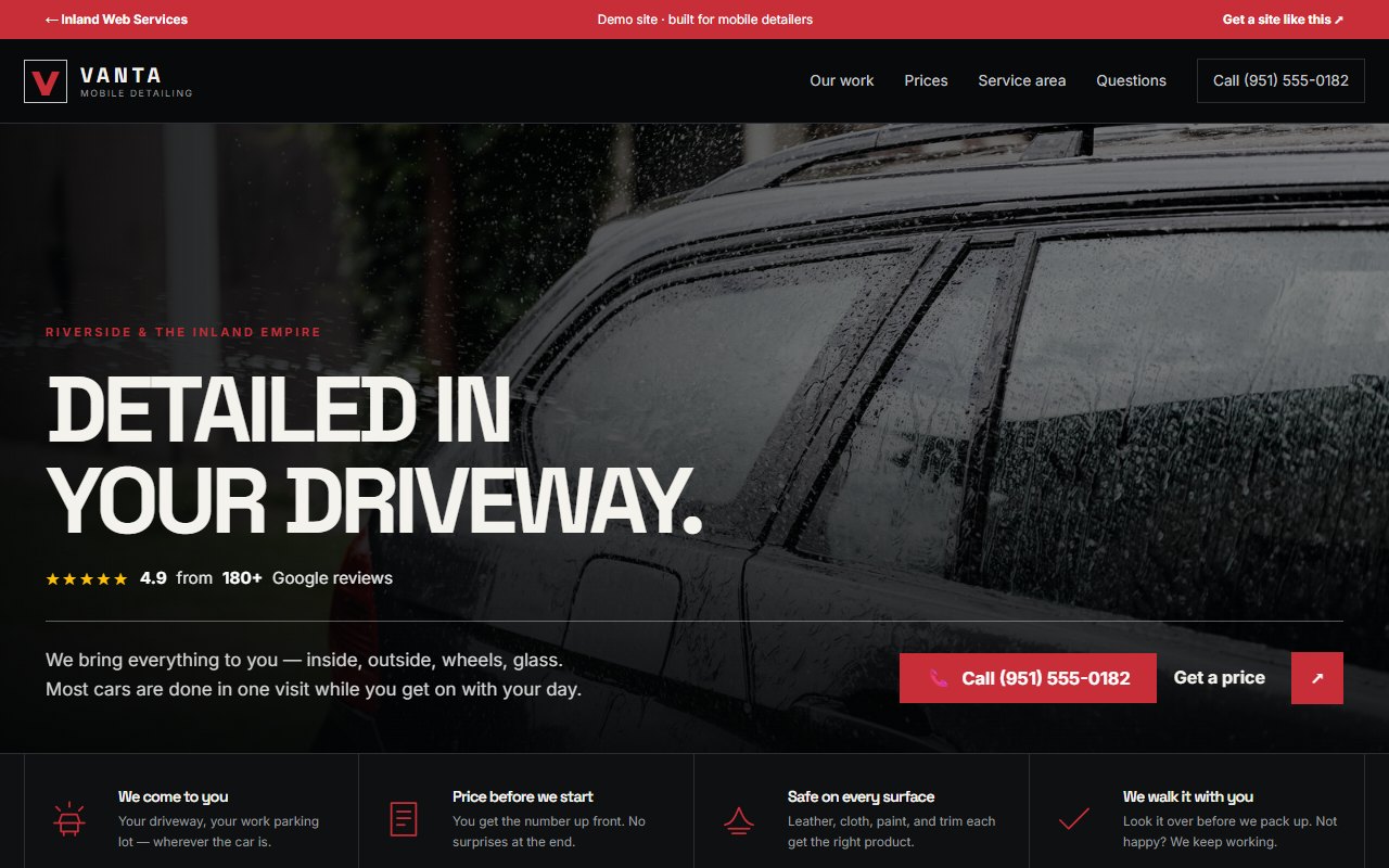 Example local business website built for local search visibility