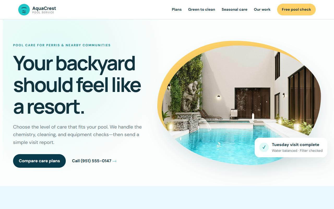 Example of a clean, lead-focused local business website in a laptop frame