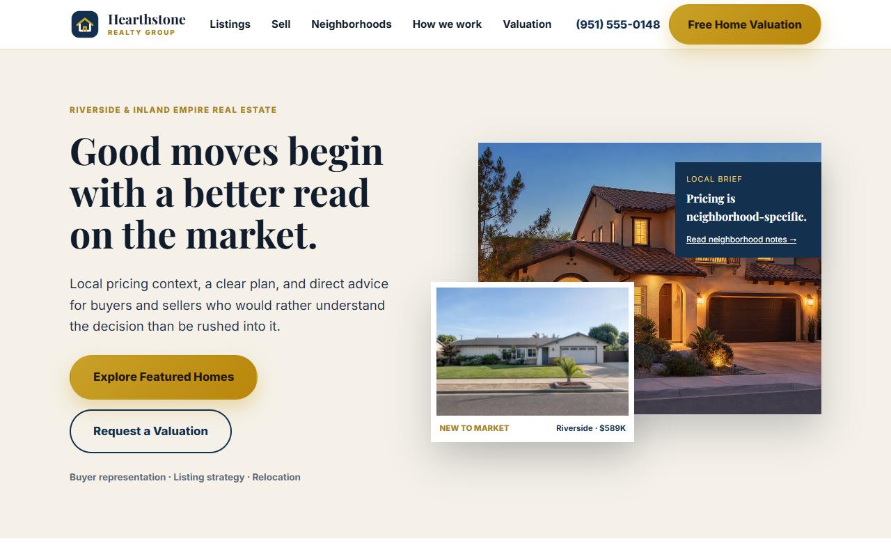 Professional local business website example displayed in a laptop frame