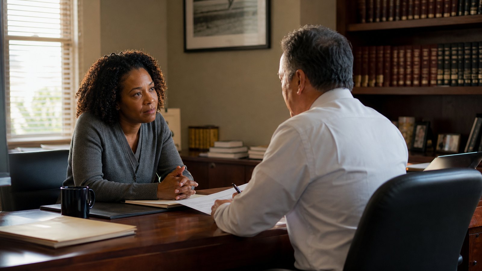 Attorney listening carefully during a private client consultation
