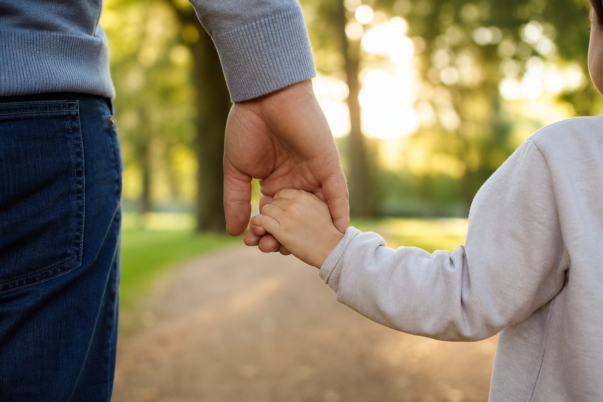 Parent holding a child's hand, representing family-law matters