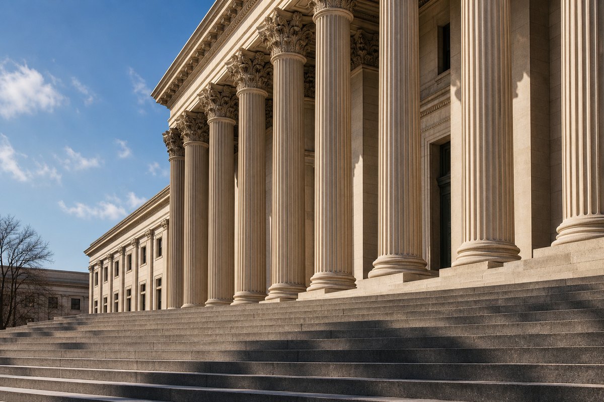 Courthouse columns representing criminal-defense matters