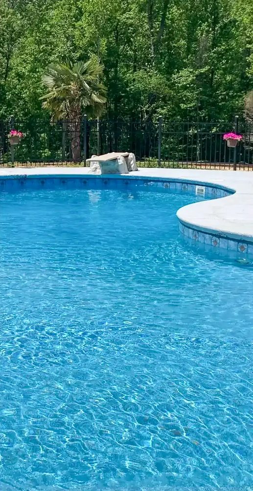 Clear blue water after professional pool cleaning