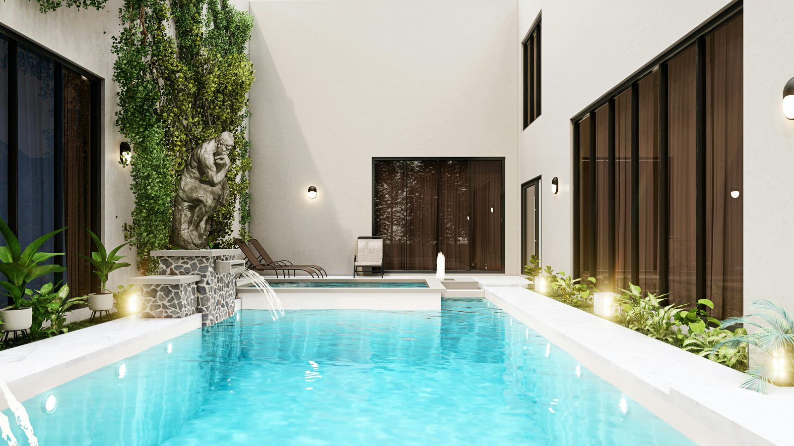 Clean residential pool ready for a relaxing backyard afternoon
