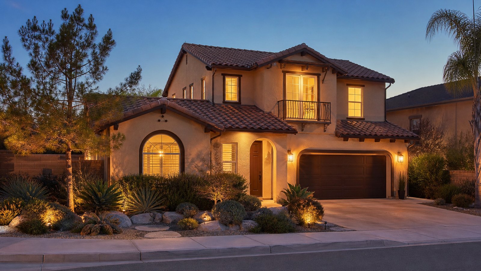 Southern California home at dusk